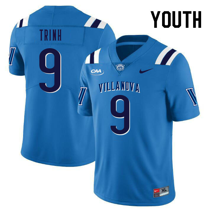 Youth #9 Ty Trinh Villanova Wildcats College Football Jerseys Stitched Sale-Light Blue - Click Image to Close